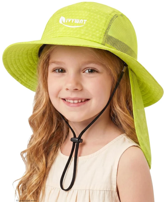 Main image of Sun Hat with Neck Flap Summer Beach Bucket Hat for Girls Boys