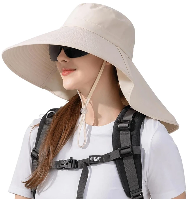 Main image of UV-Sun-Protection Wide-Brim-Sun-Hat for Womens - Foldable Sun-Bucket-Hat with Neckflap Summer Outdoor Safari Cap