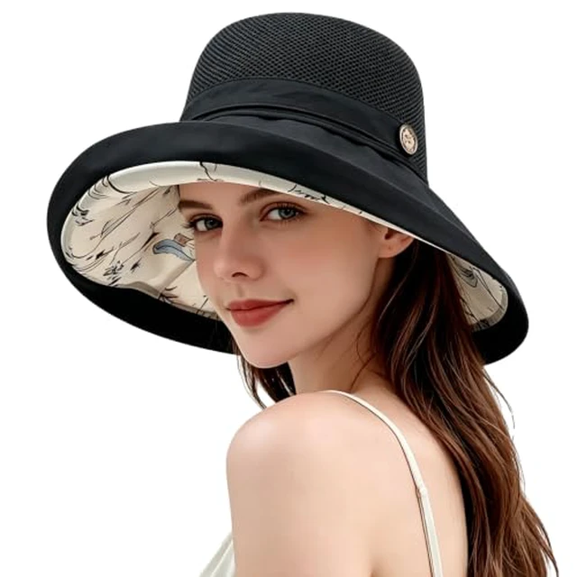 Alt view image 3 of 3 - Womens-Mesh-Sun-Hats-Bucket-Hat Outdoor-UV-Protection-Foldable-Fishing-Hat