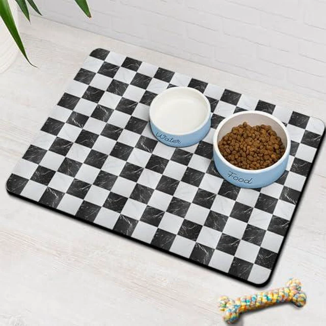 Alt view image 3 of 5 - Dog Food & Water Mat, Pet Feeding Mats for Floor Non-Slip, Super Absorbent Cat Bowl Easy to Clean Eco-Friendly Durable Pet Placemat