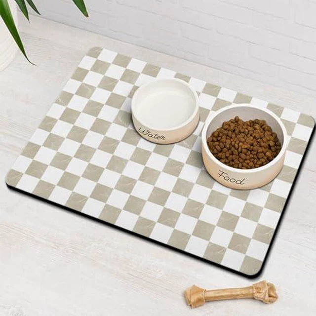 Alt view image 5 of 5 - Dog Food & Water Mat, Pet Feeding Mats for Floor Non-Slip, Super Absorbent Cat Bowl Easy to Clean Eco-Friendly Durable Pet Placemat