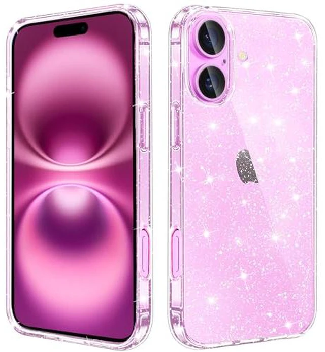 Alt view image 2 of 6 - JJGoo Compatible with iPhone 16 Plus Case Clear Glitter, Sparkle Soft TPU Transparent Shockproof Women Girls Slim Bling Sparkly Bumper Cover Phone Case for iPhone 16 Plus 6.7-Inch