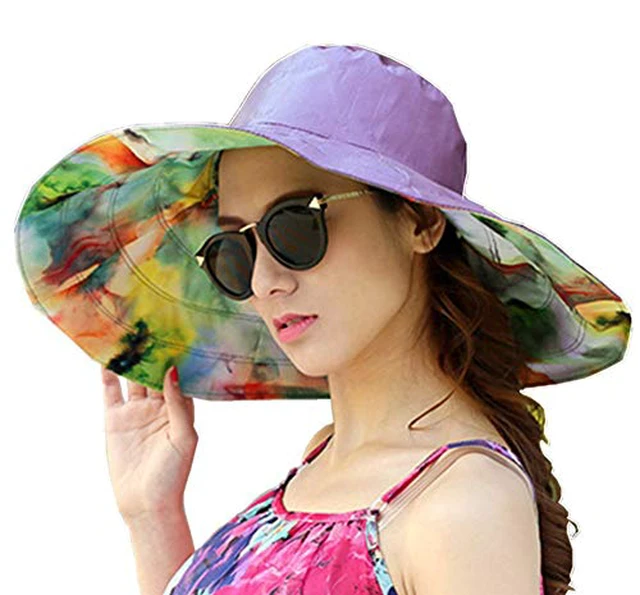 Alt view image 2 of 5 - Reversible Summer Sun Hat for Women Wide Brim UPF50 Anti-UV Protection Beach Foldable Bucket Outside Travel Vacation Cap