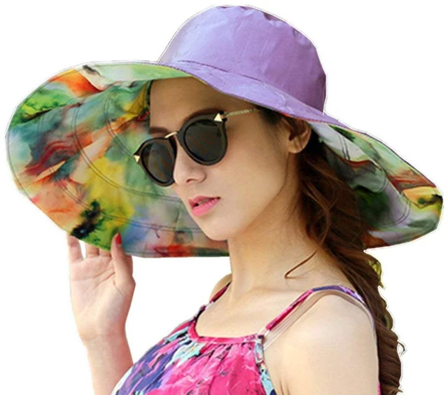 Main image of Reversible Summer Sun Hat for Women Wide Brim UPF50 Anti-UV Protection Beach Foldable Bucket Outside Travel Vacation Cap