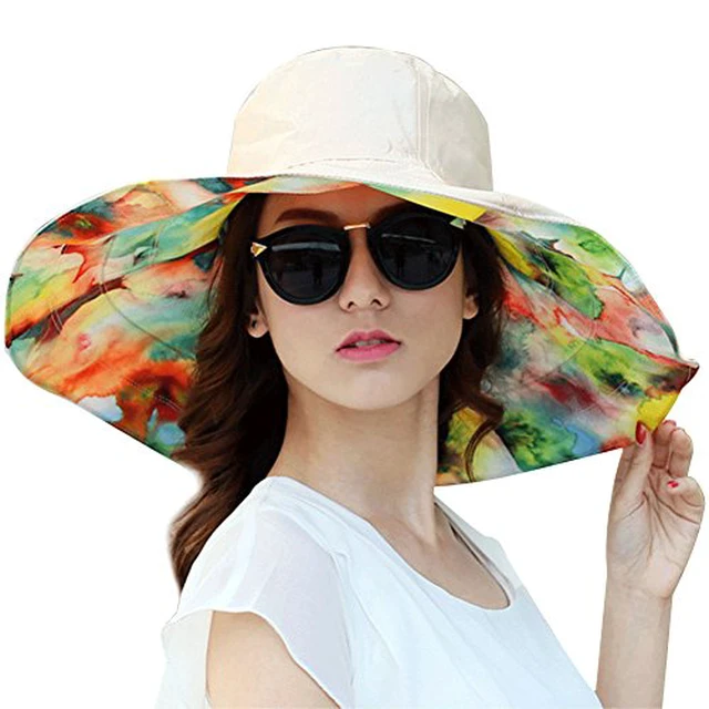Alt view image 3 of 5 - Reversible Summer Sun Hat for Women Wide Brim UPF50 Anti-UV Protection Beach Foldable Bucket Outside Travel Vacation Cap