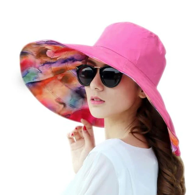 Alt view image 4 of 5 - Reversible Summer Sun Hat for Women Wide Brim UPF50 Anti-UV Protection Beach Foldable Bucket Outside Travel Vacation Cap