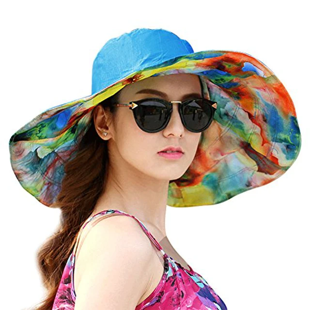 Alt view image 5 of 5 - Reversible Summer Sun Hat for Women Wide Brim UPF50 Anti-UV Protection Beach Foldable Bucket Outside Travel Vacation Cap