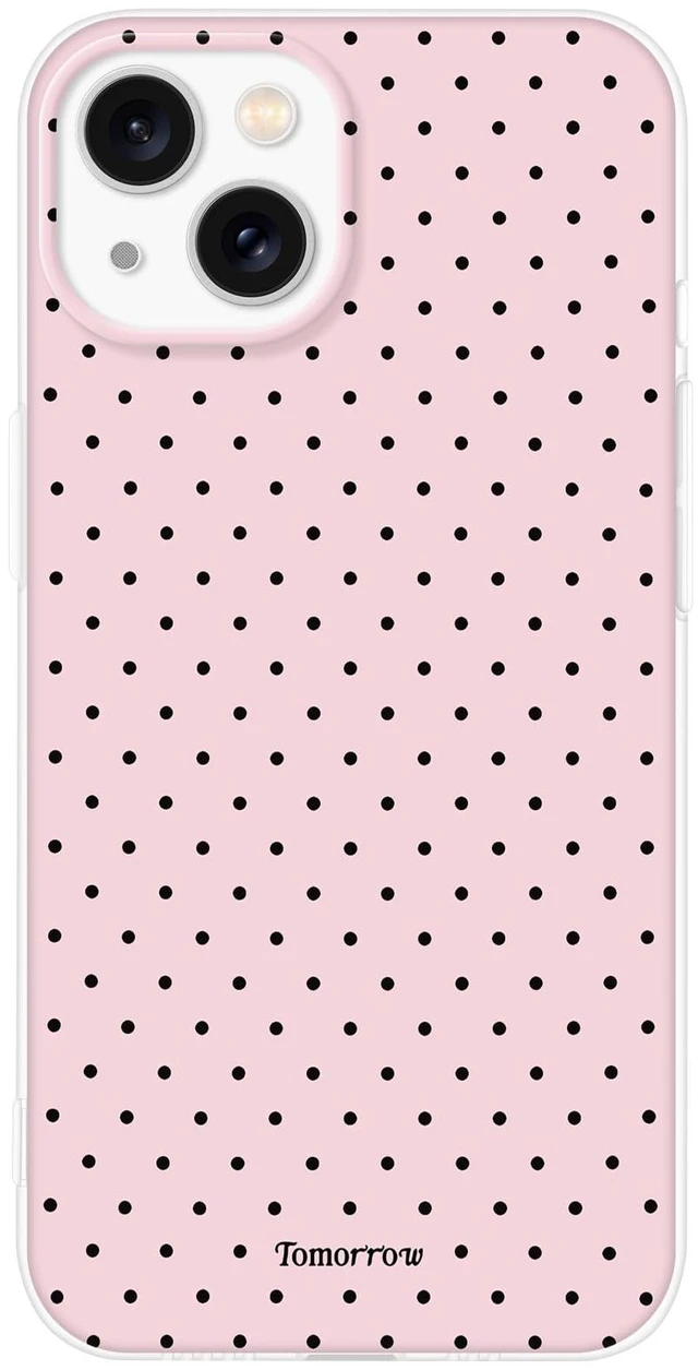Main image of Cute Retro Polka Dot Phone Case for iPhone 15, Girly Aesthetic Design Soft Clear TPU Shockproof Cases Cover for Girls Women, Pink