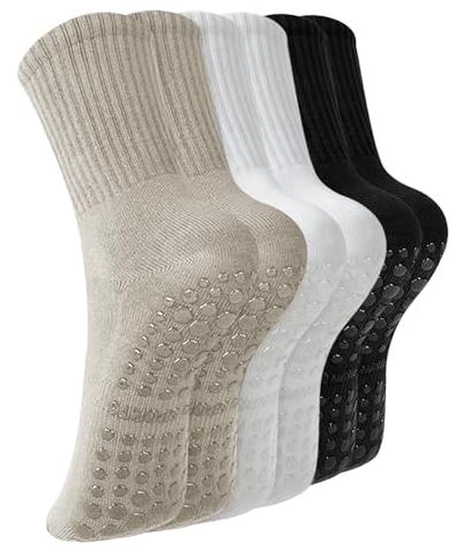 Alt view image 2 of 5 - Pilates Socks with Grips for Women, 3 Pairs Non Slip Grip Socks for Yoga, Barre, Dance, Home, Hospital, Workout