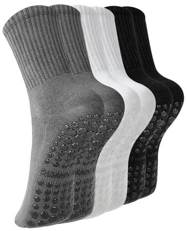 Alt view image 3 of 5 - Pilates Socks with Grips for Women, 3 Pairs Non Slip Grip Socks for Yoga, Barre, Dance, Home, Hospital, Workout
