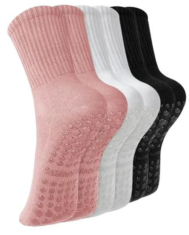 Alt view image 4 of 5 - Pilates Socks with Grips for Women, 3 Pairs Non Slip Grip Socks for Yoga, Barre, Dance, Home, Hospital, Workout