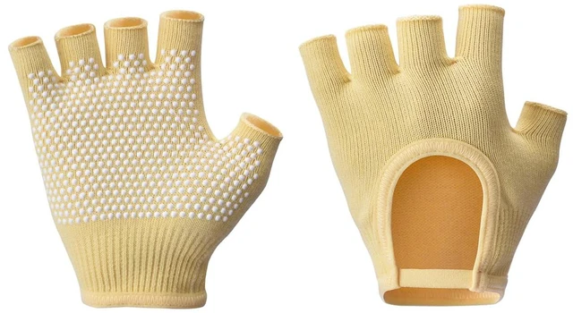 Main image of Non-Slip Fingerless Yoga Gloves Ideal for Pilates, Barre, Air Yoga, and Fitness Workouts Breathable Fabric with Enhanced Grip for Stability (Yellow)