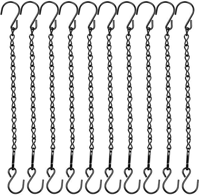 Main image of 10pcs Hanging Chain for Bird Feeders, Planters, Lanterns and Ornaments (Black,9.5 Inch) Garden Plant Hangers for Billboards, Chalkboards, Basket, Planters Wind Chimes