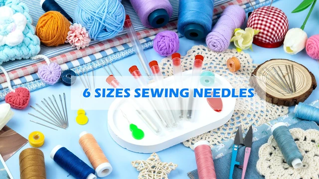 Alt view image 2 of 5 - 80/40 PCS Premium Stainless Steel Sewing Needles, 7 Sizes Large Eye Sewing Sharp Needles, Leather Needle Embroidery Thread Needle with Threaders for Handsewing Art Crafts