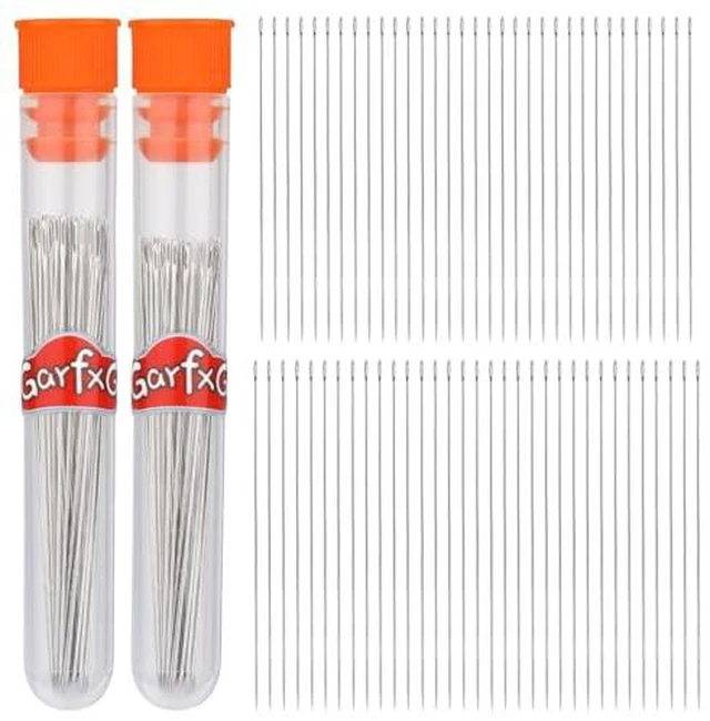 Alt view image 2 of 3 - 120 Pcs Beading Needles, 2 Different Sizes Straight Bead Needle