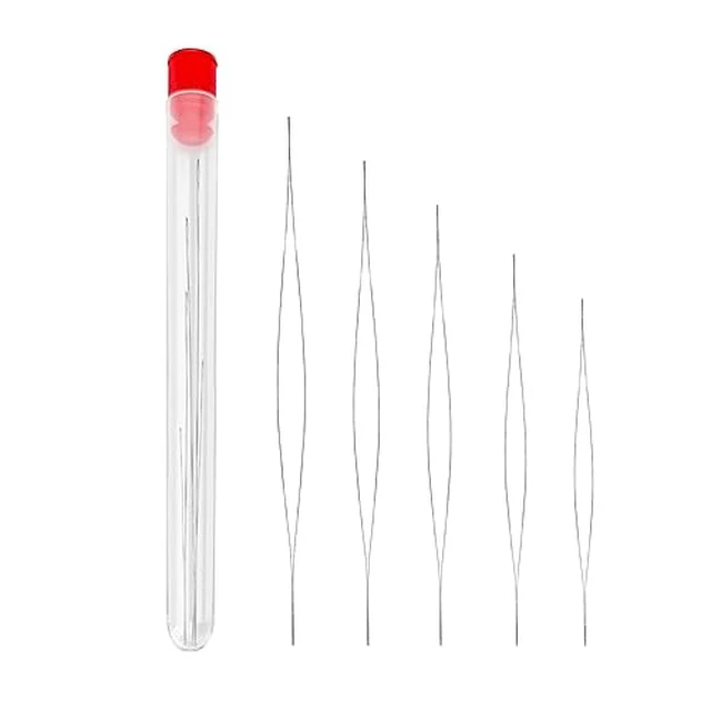 Alt view image 2 of 2 - 5 PCS Big Eye Needles for Beading, Collapsible Beading Needles