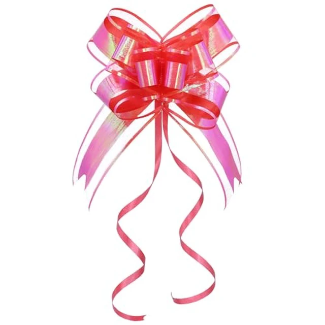 Alt view image 2 of 7 - Iridescent Red Pull Bow for Gift Wrapping, 10 Pack Ribbon Bow 6 in