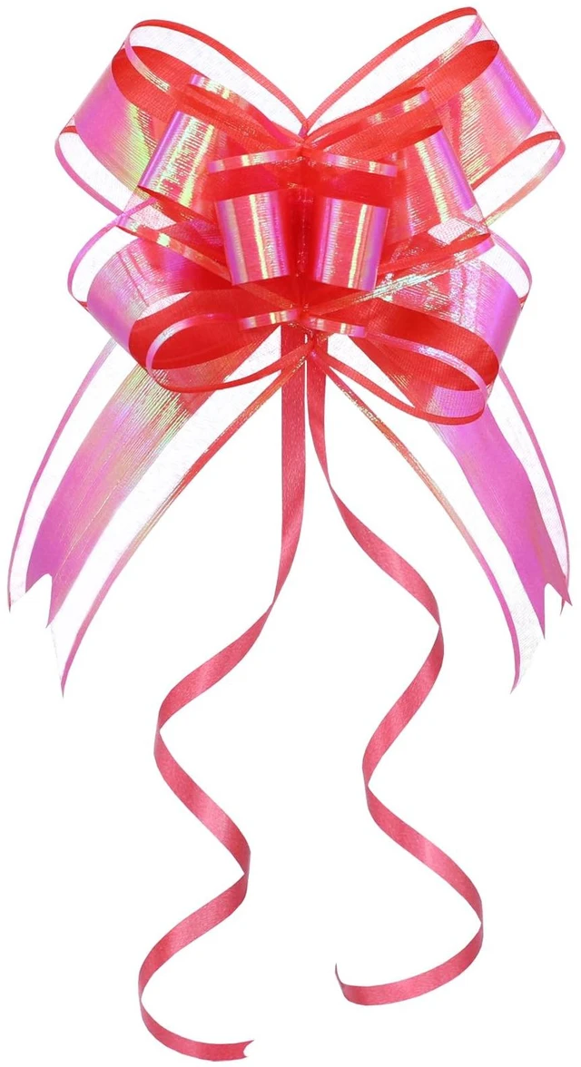 Main image of Iridescent Red Pull Bow for Gift Wrapping, 10 Pack Ribbon Bow 6 in