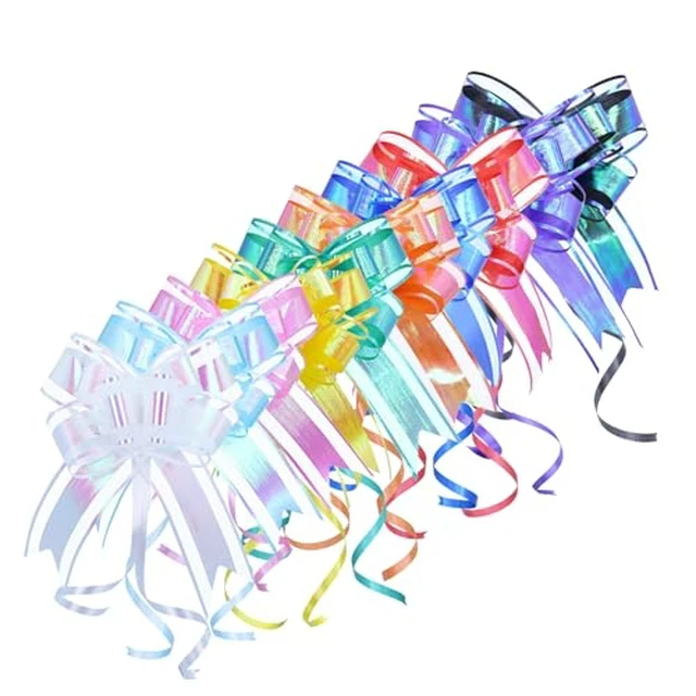 Alt view image 3 of 7 - Iridescent Red Pull Bow for Gift Wrapping, 10 Pack Ribbon Bow 6 in