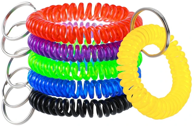 Main image of Wrist Coil Keychain, Ymapinc 6 Pcs Plastic Coil Wristband Stretch Spring Spiral Bracelets Key Chain Wrist Key Holder for Gym Pool ID Badge and Outdoor Sports