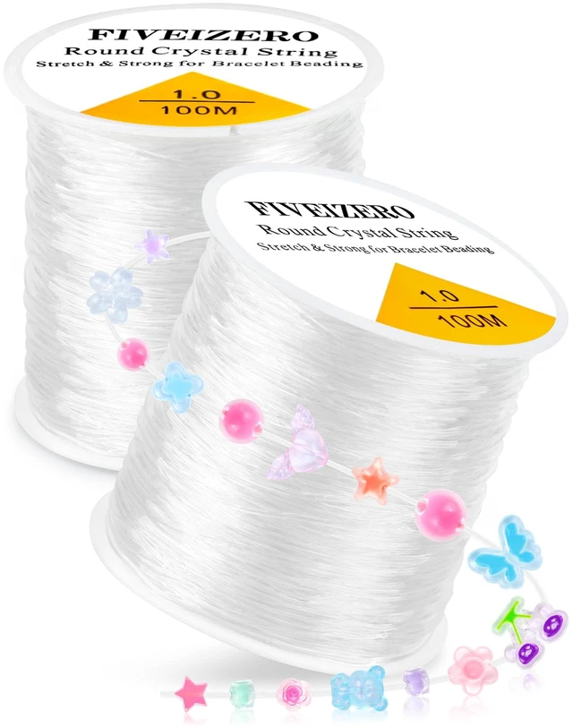 Main image of 2 Rolls FIVEIZERO Elastic Bracelet String Cord 0.4/0.5/0.6/0.7/0.8/1mm Clear Stretchy Bead Cord, 218 Yards Total for Bracelets, Necklaces, Beading, and Jewelry Making