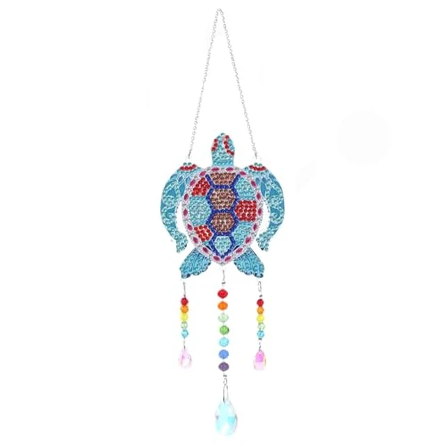 Alt view image 2 of 5 - Double Sided Diamond Painting Wind Chime, Turtle