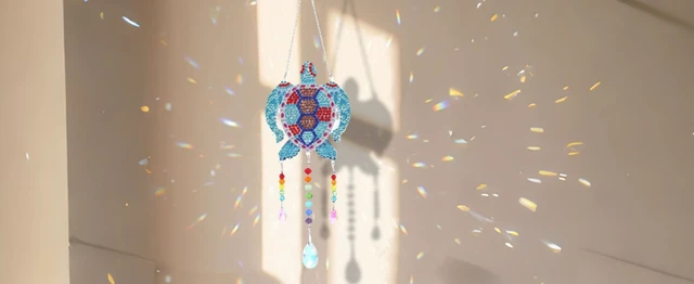 Alt view image 5 of 5 - Double Sided Diamond Painting Wind Chime, Turtle