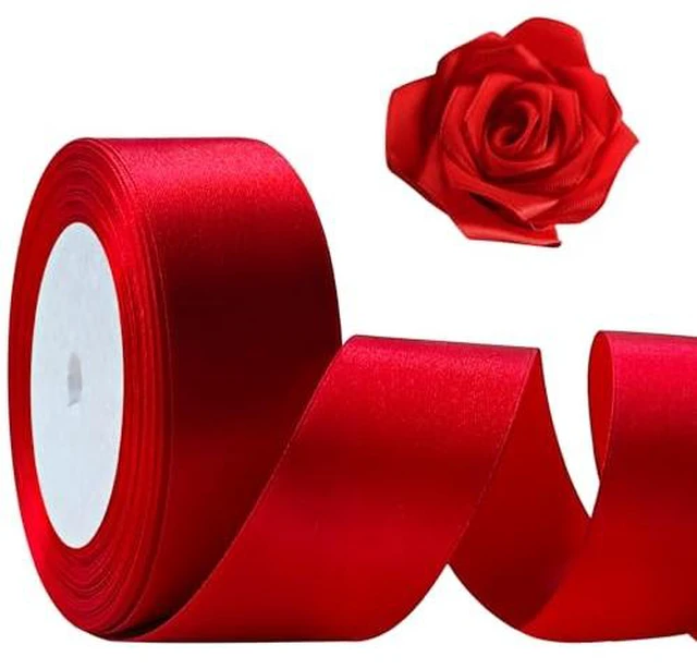 Alt view image 2 of 6 - 25 Yards 1-1/2" Red Satin Ribbon for Crafts Gift Wrapping Wedding