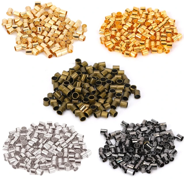 Main image of 500Pcs Crimping Beads for Jewelry Making, Crimp Tube Beads, Beads Tube Column Stoppers, Crimp Beads Cord End Tube, Crimping Tube Accessories for DIY Jewelry Making(5 Colors)