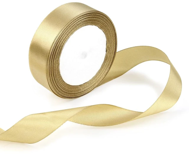 Main image of 1 Roll Gold Double Faced Satin Ribbon 24 Yards Satin Fabric Silk Ribbon Use for Crafts, Bows Bouquet, Gift Wrapping, Wedding Decoration, Flower Bouquet, Holiday Decorating (1 Inch /2.5cm Wide)
