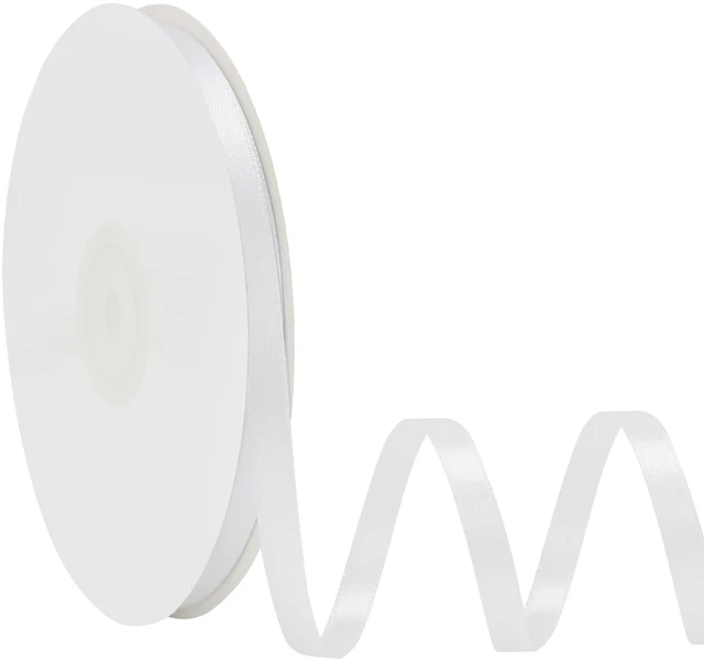 Main image of Double Face White Satin Ribbon 1/4 Inch X 50 Yards Polyester White Ribbons for Gift Wrapping Fabric Ribbon for Crafts Flower Bouquet Sewing Arts Wedding Party Decoration