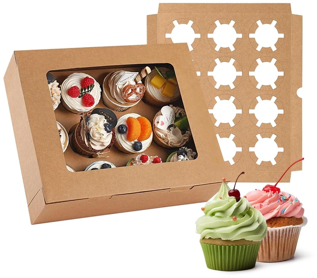 Main image of 3pcs Cupcake Boxes, 12 Count Cupcake Containers with Window&Insert