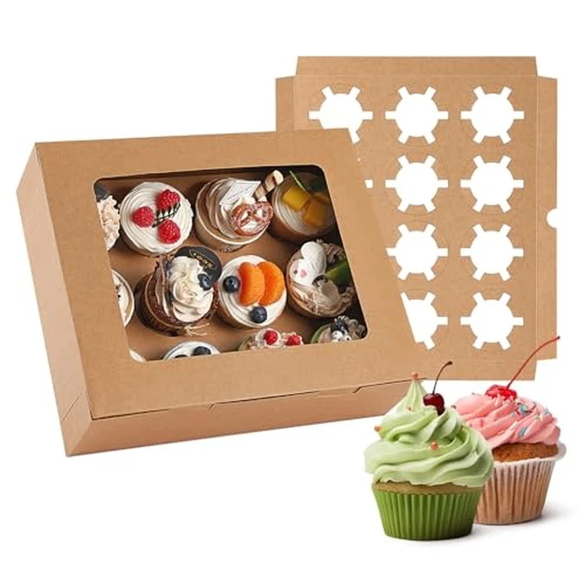 Alt view image 2 of 4 - 3pcs Cupcake Boxes, 12 Count Cupcake Containers with Window&Insert