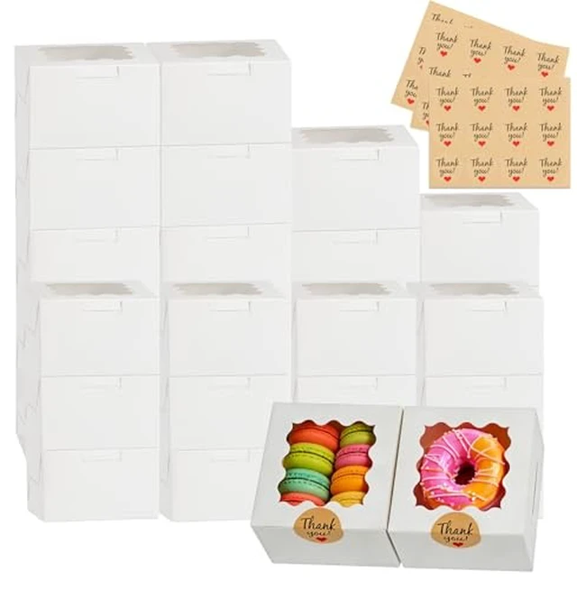 Alt view image 2 of 3 - 26 Pcs Cookie Boxes with Window, 4x4x2.5 Inches, for Dessert Pastry