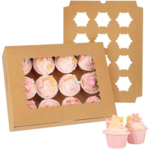 Alt view image 3 of 5 - 3PCS Black Cupcake Boxes with Window(12 Count Cupcake Containers)