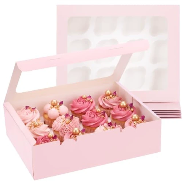Alt view image 4 of 5 - 3PCS Black Cupcake Boxes with Window(12 Count Cupcake Containers)