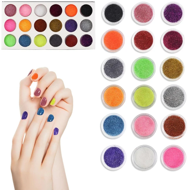 Main image of Multi-Color Nail Glitter Set,18 Shimmering Glitter Colors Micro Mini Glass Beads Iridescent Nail Charms Glitters Crystals Nail Gems for Nail Art Pearls (18-Color Glitter Powder)