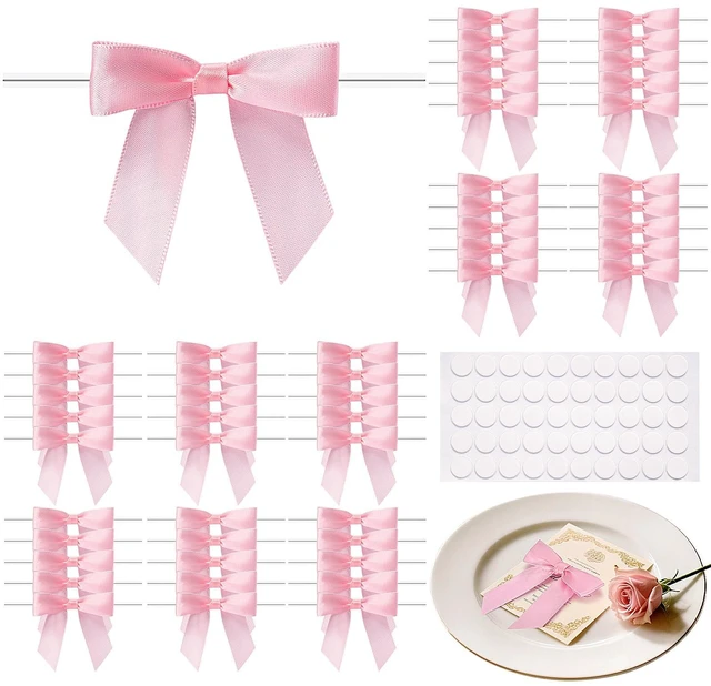 Main image of 50 Pcs Pink Mini Bows 2.75 Inch Twist Tie Bows, Pink Bows for Gift Wrapping