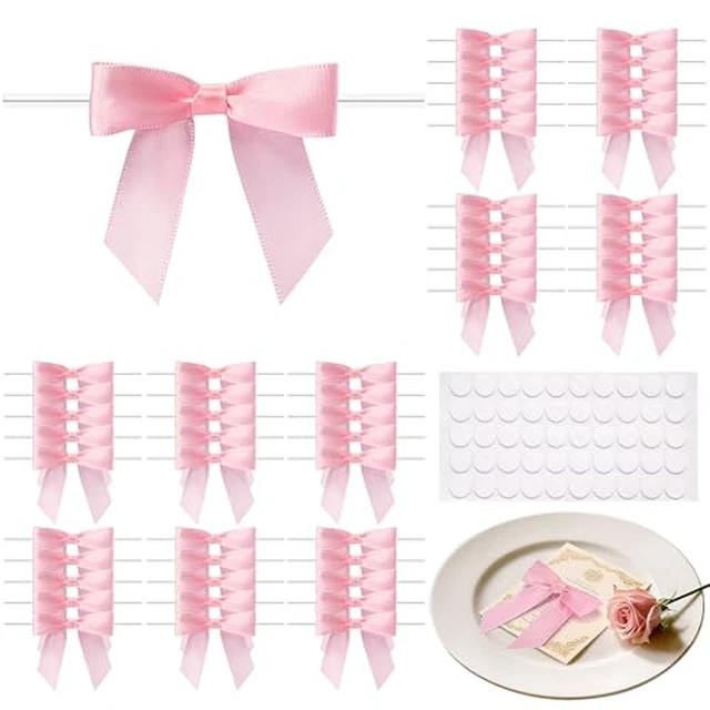 Alt view image 2 of 4 - 50 Pcs Pink Mini Bows 2.75 Inch Twist Tie Bows, Pink Bows for Gift Wrapping