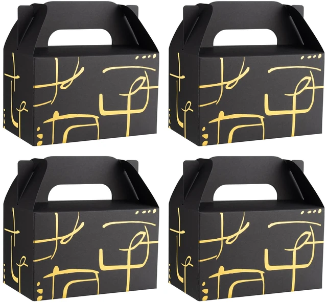 Main image of 10 PCS Black Gable Favor Treat Boxes, 6.5 x 4 x 4 Inches, Geometry