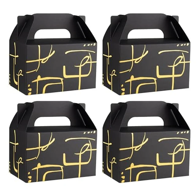 Alt view image 2 of 5 - 10 PCS Black Gable Favor Treat Boxes, 6.5 x 4 x 4 Inches, Geometry
