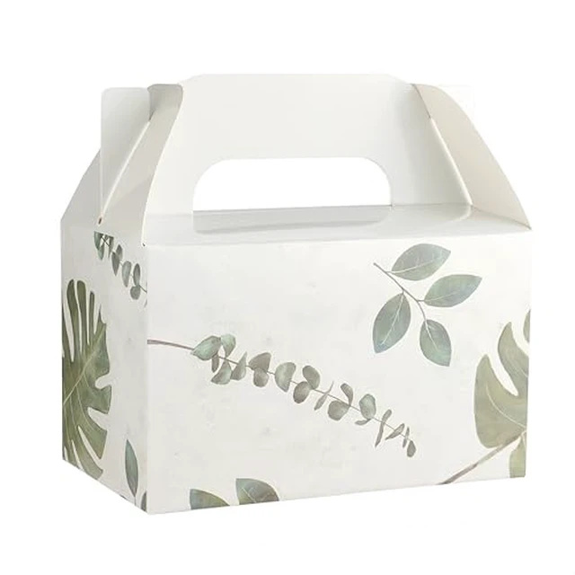Alt view image 2 of 4 - 10 PCS Green Leaf Gable Favor Treat Boxes, 6.5 x 4 x 4 Inches