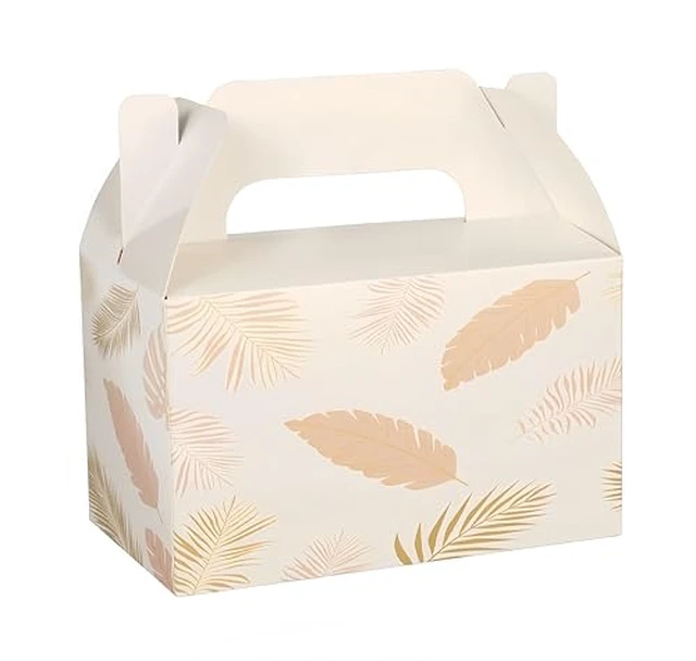 Alt view image 4 of 4 - 10 PCS Green Leaf Gable Favor Treat Boxes, 6.5 x 4 x 4 Inches