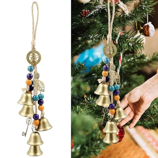 Alt view image 3 of 6 - Rustic Cowbell Wind Chime for Home and Garden Decor - Handcrafted Metal Bell Door Hanger with Vintage Farmhouse Style, Outdoor Porch and Wall Decoration