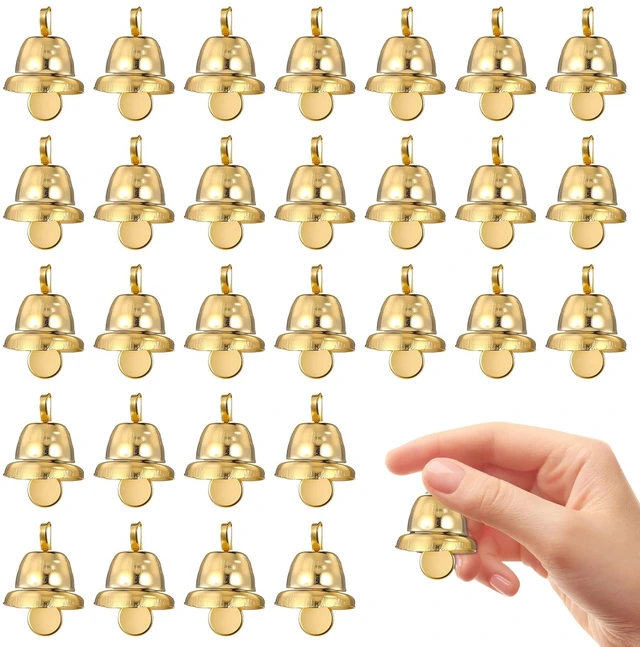 Main image of 100Pcs Small Bells for Crafts, Bells for Crafts Mini Gold Bell Vintage Bell Wind Chimes Ornaments for Garden Retro Iron Doorbell for Home Making Favor Wreath Bracelet Wedding Decor