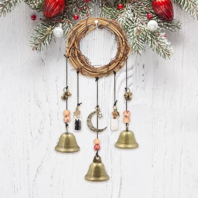 Alt view image 6 of 6 - Rustic Cowbell Wind Chime for Home and Garden Decor - Handcrafted Metal Bell Door Hanger with Vintage Farmhouse Style, Outdoor Porch and Wall Decoration