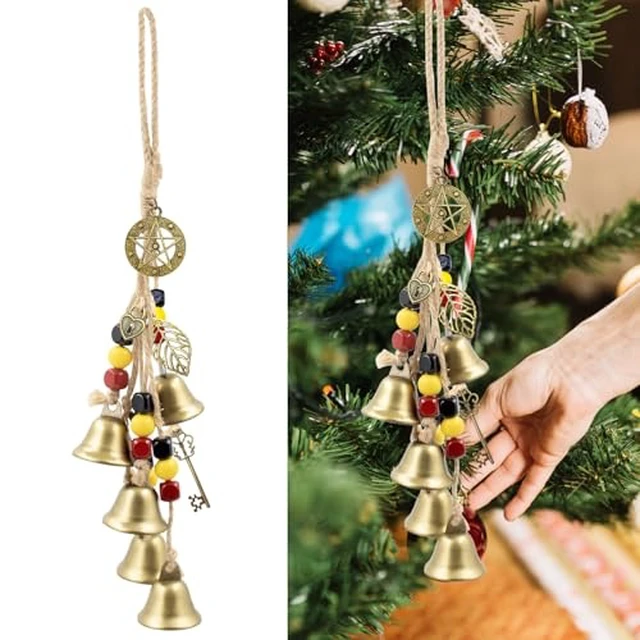 Alt view image 4 of 6 - Rustic Cowbell Wind Chime for Home and Garden Decor - Handcrafted Metal Bell Door Hanger with Vintage Farmhouse Style, Outdoor Porch and Wall Decoration