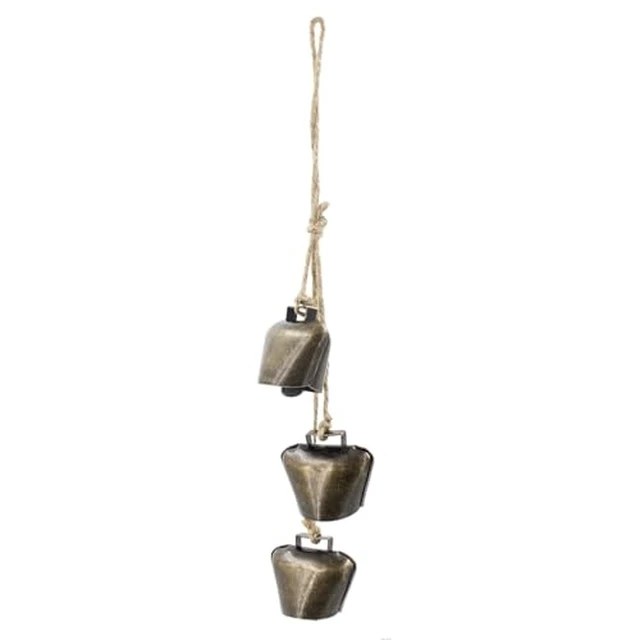 Alt view image 5 of 6 - Rustic Cowbell Wind Chime for Home and Garden Decor - Handcrafted Metal Bell Door Hanger with Vintage Farmhouse Style, Outdoor Porch and Wall Decoration