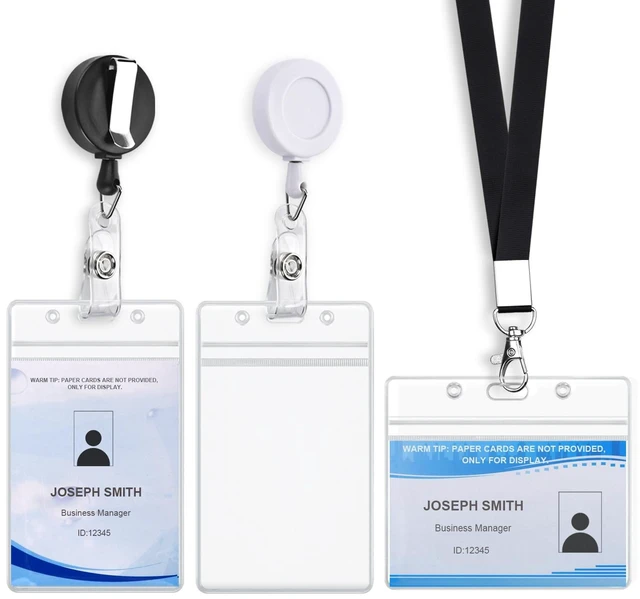 Main image of 3 Pack Id Card Name Badge Holders Retractable Clip with Pull Cord