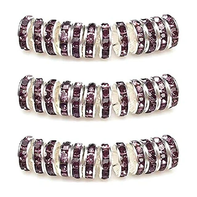 Alt view image 4 of 6 - Rondelle Spacer Beads Round Crystal Czech Rhinestone for Bracelets Necklaces Jewelry Making Accessories (Golden/Multicolor,4mm/100pcs)